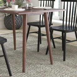 Emma And Oliver Mid-Century Modern Wooden Dining Table For Four With Dark Walnut Finish And Sleek Tapered Legs With Protective Floor Glides -Emma And Oliver GUEST 2ba4e48f 884a 4540 a363 a80aa5bb7973