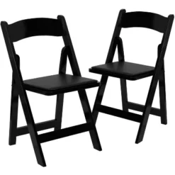 Emma And Oliver 2 Pack Wedding Party Event Wood Folding Chair With Vinyl Padded Seat -Emma And Oliver GUEST 2bf71252 c78c 4624 9f87 41f9a5951971