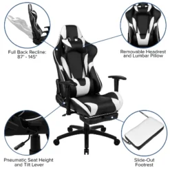 Emma And Oliver Racing Gaming Ergonomic Chair With Reclining Back, Footrest In Red LeatherSoft -Emma And Oliver GUEST 2c20474d f076 4016 b532 e80e3e3fce3b