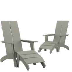 Emma And Oliver Set Of 2 Indoor/Outdoor 2-Slat Adirondack Style Chairs & Footrests -Emma And Oliver GUEST 2da324f0 0bf9 445e 9862 be762a8f044c