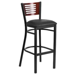 Emma And Oliver Black Decorative Slat Back Metal Restaurant Dining Barstool -Emma And Oliver GUEST 2e34ab92 a593 4dba b879 b8668e670f86