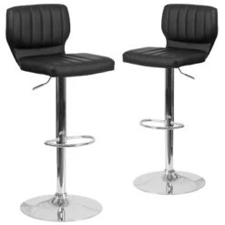 Emma And Oliver 2 Pack Contemporary Vinyl Adjustable Height Barstool With Vertical Stitch Back And Chrome Base -Emma And Oliver GUEST 2e732a2e 0d91 4651 9902 0343cadc1d02