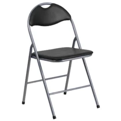 Emma And Oliver 2 Pack Black Vinyl Metal Folding Chair With Carrying Handle -Emma And Oliver GUEST 2f127483 950d 4b64 8437 62ac8194041c