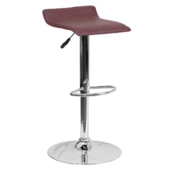 Emma And Oliver Solid Wave Seat Vinyl Adjustable Height Barstool With Chrome Base -Emma And Oliver GUEST 2f9d8ce4 ccd5 48f0 b1d0 b8516e76f83a