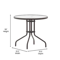 Emma And Oliver 31.5'' Round Glass Top Metal Table With 4 Aluminum Slat Stack Chairs -Emma And Oliver GUEST 2fd89d82 d6e9 4545 ab69 b8f6a0f24dbd