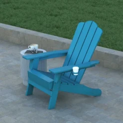 Emma And Oliver Adirondack Chair With Cup Holder, Weather Resistant HDPE Adirondack Chair -Emma And Oliver GUEST 2fe000ab 2269 418b 9c74 8c9b276095f5