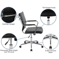 Emma And Oliver Mid-Back LeatherSoft Ribbed Executive Swivel Office Chair - Desk Chair 17 Emma And Oliver Mid-Back LeatherSoft Ribbed Executive Swivel Office Chair - Desk Chair -Emma And Oliver GUEST 31260bfc 7e35 4545 a219 20153d4ac0ba
