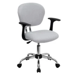 Emma And Oliver Mid-Back Mesh Padded Swivel Task Office Chair With Chrome Base And Arms -Emma And Oliver GUEST 315c5787 06e0 46d3 a9ef a5b04d10c539
