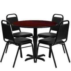 Emma And Oliver 36" Round Laminate X-Base Table Set With 4 Banquet Chairs 10 Emma And Oliver 36" Round Laminate X-Base Table Set With 4 Banquet Chairs -Emma And Oliver GUEST 315ca42f 4e26 4bd6 adf1 85222d9e7634