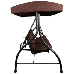 Emma And Oliver 3-Seat Outdoor Steel Converting Patio Swing And Bed Canopy Hammock In Brown -Emma And Oliver GUEST 32040804 fad1 48c5 973d 8f87484296f0