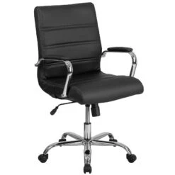 Emma And Oliver Mid-Back Executive Swivel Office Chair With Metal Frame And Arms -Emma And Oliver GUEST 32400b2b 6b71 47ad b3d3 d81a92b7116f