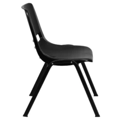 Emma And Oliver Kid's Black Ergonomic Shell Stack Chair - Black Frame And 14"H Seat -Emma And Oliver GUEST 324e85ac 6176 42df 815b 5e5e410c1868
