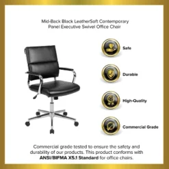 Emma And Oliver Mid-Back LeatherSoft Contemporary Panel Executive Swivel Office Chair -Emma And Oliver GUEST 32dbd79f d089 46e2 bcb2 7a05d0bbe765