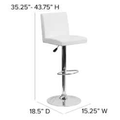 Emma And Oliver Panel Back Adjustable Height Barstool With Chrome Base -Emma And Oliver GUEST 32fafc64 5f64 4fbf 9bf0 42c7b83a5b1b