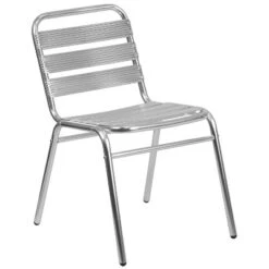 Emma And Oliver 4 Pack Commercial Aluminum Indoor-Outdoor Restaurant Stack Chair - Triple Slat Back -Emma And Oliver GUEST 33df310c 9fed 4204 91c9 0456aeaec418