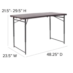 Emma And Oliver 4-Foot Height Adjustable Bi-Fold Dark Gray Plastic Folding Table With Handle -Emma And Oliver GUEST 348f9381 cca2 485a 905e 235589da8d71