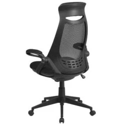 Emma And Oliver High Back Black Mesh Executive Swivel Office Chair With Flip-Up Arms -Emma And Oliver GUEST 34ee8805 4432 4920 afb8 5e91b560304e