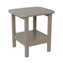 Emma And Oliver Two Tier Polyresin Adirondack Side Table - All-Weather For Indoor/Outdoor Use -Emma And Oliver GUEST 354f303a 8b94 44a1 b988 1c409c2a2249