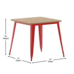 Emma And Oliver Indoor/Outdoor Dining Table, 31.5" Square All Weather Poly Resin Top With Steel Base -Emma And Oliver GUEST 3578d23f baf7 4874 9249 e589a1ddc5bc