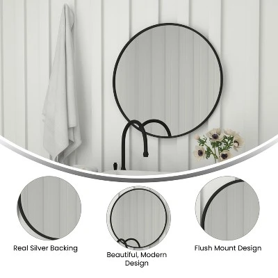 Emma And Oliver Wall Mounted Mirror With Iron Frame, Silver Backing And Shatterproof Glass For Entryways, Bathrooms And More 5 Emma And Oliver Wall Mounted Mirror With Iron Frame, Silver Backing And Shatterproof Glass For Entryways, Bathrooms And More - Image 5