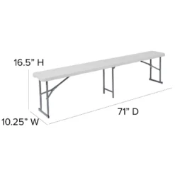 Emma And Oliver 10.25"Wx71"L Portable Bi-Fold Granite White Plastic Bench -Emma And Oliver GUEST 360f38ef cb52 45bf bbe6 4885bb81d760