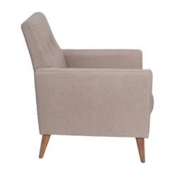 Emma And Oliver Upholstered Mid-Century Modern Arm Chair With Tufted Seat And Back, Pocket Spring Support And Wooden Legs -Emma And Oliver GUEST 3612590d b309 4c4a a1b6 9a4a8d2530e8