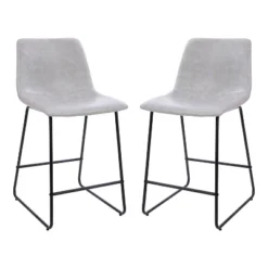Emma And Oliver Set Of 2 Kitchen Counter Height Stool - 24 Inch LeatherSoft Barstool -Emma And Oliver GUEST 377060f4 e7ec 499a abf0 7e50178b3b14
