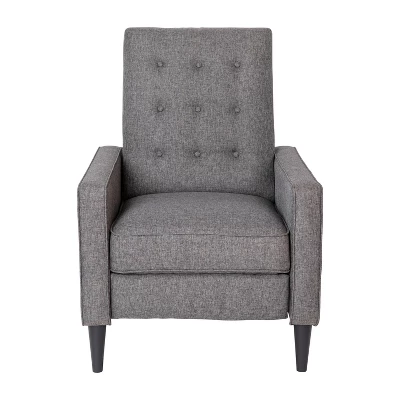 Emma And Oliver Jules Mid-Century Modern Button Tufted Upholstered Easy Pushback Recliner With Wooden Legs 3 Emma And Oliver Jules Mid-Century Modern Button Tufted Upholstered Easy Pushback Recliner With Wooden Legs - Image 3