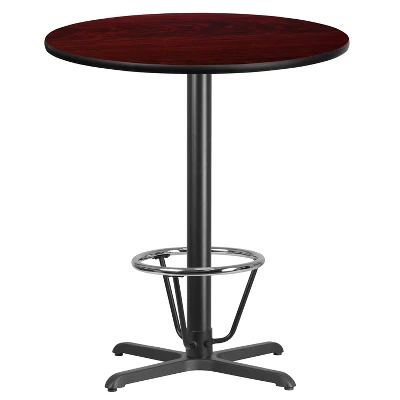 Emma And Oliver 36" Round Laminate Bar Table With 30"x30" Foot Ring Base 1 Emma And Oliver 36" Round Laminate Bar Table With 30"x30" Foot Ring Base