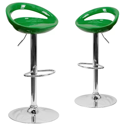 Emma And Oliver 2 Pack Contemporary Plastic Adjustable Height Barstool With Rounded Cutout Back And Chrome Base 13 Emma And Oliver 2 Pack Contemporary Plastic Adjustable Height Barstool With Rounded Cutout Back And Chrome Base - Image 13