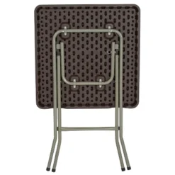 Emma And Oliver 1.95-Foot Square Brown Rattan Plastic Folding Table - Outdoor Event Table -Emma And Oliver GUEST 38107a30 c523 4723 95f5 36e1138b1712