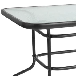 Emma And Oliver 31.5" X 55" Rectangular Tempered Glass Metal Table With Umbrella Hole -Emma And Oliver GUEST 3826bc10 9572 4a58 9585 994a72f48236