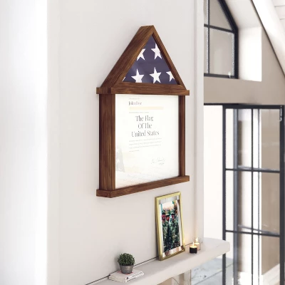Emma And Oliver Small Solid Wood Memorial Flag Case With Certificate Holder And Shadow Box Display 2 Emma And Oliver Small Solid Wood Memorial Flag Case With Certificate Holder And Shadow Box Display - Image 2