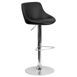 Emma And Oliver 2 Pack Contemporary Black Vinyl Bucket Seat Adjustable Height Barstool-Chrome Base -Emma And Oliver GUEST 3893d511 0754 41cf a0c2 4c7246c1d37d