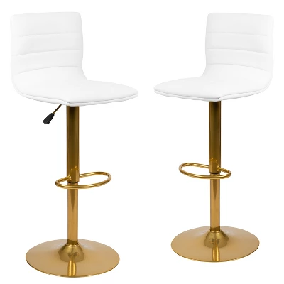 Emma And Oliver Modern Vinyl Adjustable Height Barstool With Horizontal Stitch Back, Set Of 2 12 Emma And Oliver Modern Vinyl Adjustable Height Barstool With Horizontal Stitch Back, Set Of 2 - Image 12