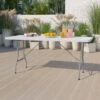Emma And Oliver 6-Foot Granite White Plastic Folding Table - Banquet / Event Folding Table