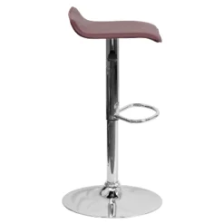 Emma And Oliver Solid Wave Seat Vinyl Adjustable Height Barstool With Chrome Base -Emma And Oliver GUEST 39a6d2be f8ef 4ff8 82f3 5b05fca820eb