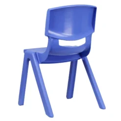 Emma And Oliver 4 Pack Blue Plastic Stack School Chair With 15.5"H Seat, 3rd-7th School Chair -Emma And Oliver GUEST 39c56bd6 b60e 448f b48a 72828cf84aa2