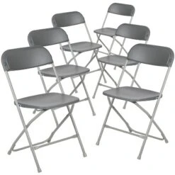 Emma And Oliver Set Of 6 Stackable Folding Plastic Chairs - 650 LB Weight Capacity -Emma And Oliver GUEST 3a27e3a2 fc40 4af3 bc8a 8181aedda8c7