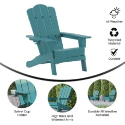 Emma And Oliver Adirondack Chair With Cup Holder, Weather Resistant HDPE Adirondack Chair -Emma And Oliver GUEST 3acf07a3 f0c6 406a 8cf7 e9cbe9e7e453