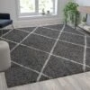 Emma And Oliver Diamond Trellis Shag Style Indoor Area Rug