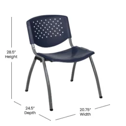 Emma And Oliver Home And Office Navy Plastic Stack Chair With Perforated Back - Guest Chair -Emma And Oliver GUEST 3b2903e7 e732 4068 b4e1 c5422b6f7d61