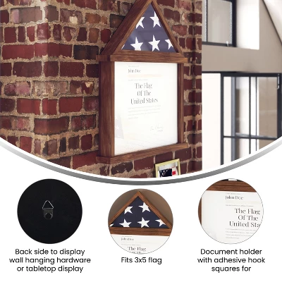 Emma And Oliver Small Solid Wood Memorial Flag Case With Certificate Holder And Shadow Box Display 4 Emma And Oliver Small Solid Wood Memorial Flag Case With Certificate Holder And Shadow Box Display - Image 4