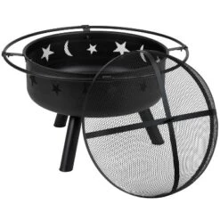 Emma And Oliver Five Piece Hartford Camping Set With Two Faux Wood Adirondack Chairs And Star And Moon Fire Pit With Mesh Cover -Emma And Oliver GUEST 3c6a9ef8 55f1 415d accb c3e344a9454a 1