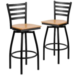 Emma And Oliver 2 Pack Ladder Back Swivel Metal Barstool -Emma And Oliver GUEST 3c74913f 7396 4156 879b d662ef7d4063