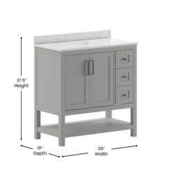 Emma And Oliver Bathroom Vanity, Single Sink Cabinet With 2 Soft Close Doors, Open Shelf And 3 Drawers, Carrara Marble Finish Countertop 17 Emma And Oliver Bathroom Vanity, Single Sink Cabinet With 2 Soft Close Doors, Open Shelf And 3 Drawers, Carrara Marble Finish Countertop -Emma And Oliver GUEST 3cbb1ac4 4c90 4614 9184 9063b1efc677