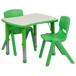 Emma And Oliver 21.875"W X 26.625"L Rectangular Plastic Height Adjustable Activity Table Set With 2 Chairs -Emma And Oliver GUEST 3d491e6f a36c 42bc 98c6 63af20a5e208