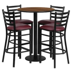 Emma And Oliver 30" Round Laminate Table Set With 4 Ladder Back Metal Stools -Emma And Oliver GUEST 3d4cc219 2704 47a4 9444 2784d3cbbd9f