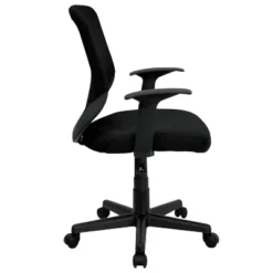 Emma And Oliver Mid-Back Black Mesh Tapered Back Swivel Task Office Chair With T-Arms -Emma And Oliver GUEST 3dc10408 7162 40bc 8c7a 423bfa7459ac