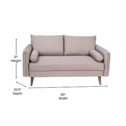 Emma And Oliver Upholstered Mid-Century Modern Pocket Spring Loveseat With Wooden Legs And Removable Back Cushions -Emma And Oliver GUEST 3ed2e2ae 1301 4e8d bf7b b705dc79d5e3